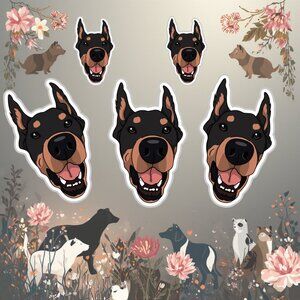 Doberman Stickers‎ Vinyl  (Set of 5)